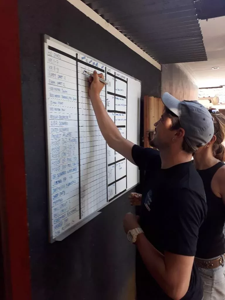 Divemaster board at Scuba Center Asia